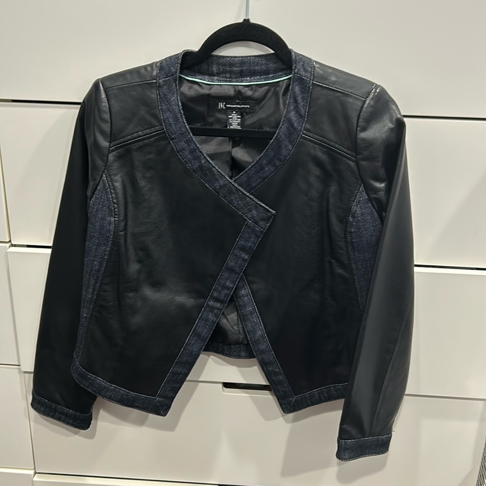 INC Denim and Faux Leather Jacket/Blazer